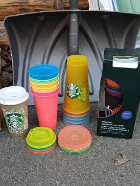 Starbucks Bright Multicolor Stackable Tumblers with Assorted Lids